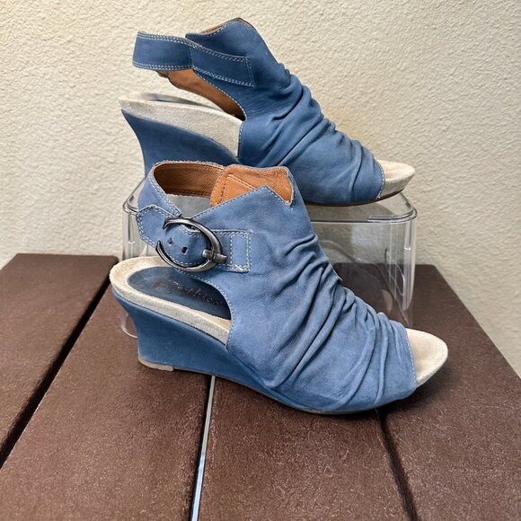 EARTHIES Bonaire Too Blue Wedges Shooties - size 8 - Picture 2 of 12